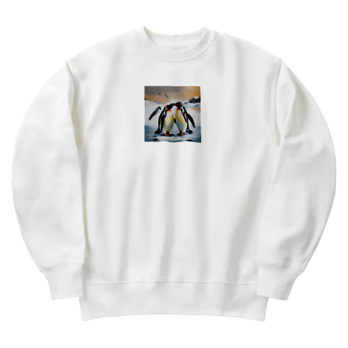 恋の相手に必死に求愛しているペンギン Heavyweight Crew Neck Sweatshirt