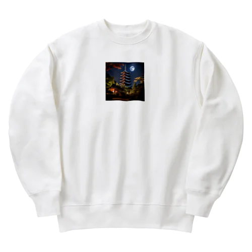 五重塔の風景描写　なでしこ1478 Heavyweight Crew Neck Sweatshirt