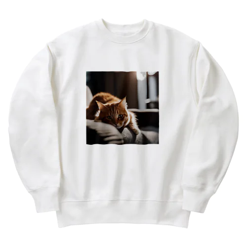 リビングでごろんとする猫 Heavyweight Crew Neck Sweatshirt