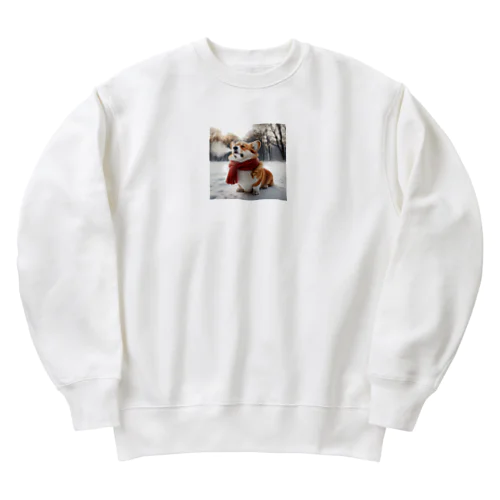 寒さに耐えるコーギー Heavyweight Crew Neck Sweatshirt