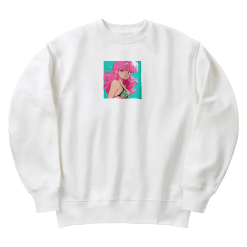 ピンクヘアーレトロガール Heavyweight Crew Neck Sweatshirt