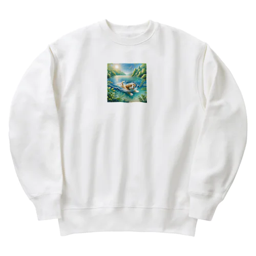 泳ぐわんこ Heavyweight Crew Neck Sweatshirt