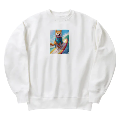 サーフィンする柴犬 Heavyweight Crew Neck Sweatshirt