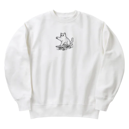 スケートボード猫 Heavyweight Crew Neck Sweatshirt