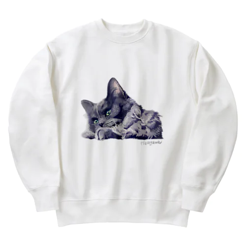 おおかみねこのもっちゃん Heavyweight Crew Neck Sweatshirt