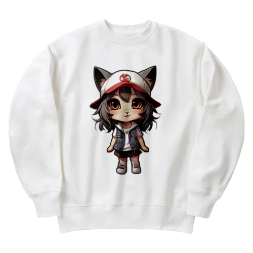 猫派アイドル【にゃ美ちゃん】 Heavyweight Crew Neck Sweatshirt