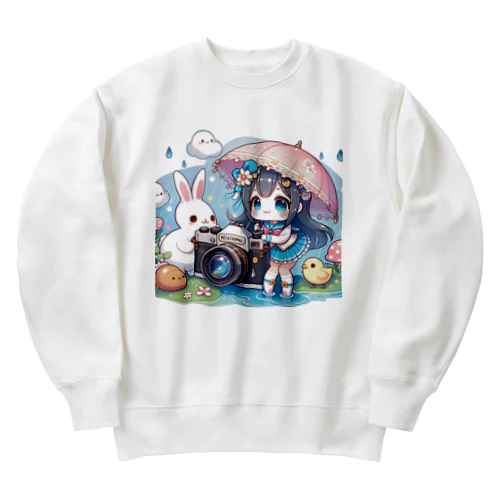 カメラと傘とうさ耳少女とシリーズ　撮影 Heavyweight Crew Neck Sweatshirt