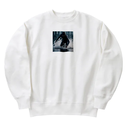 水の上を走る忍者 Heavyweight Crew Neck Sweatshirt