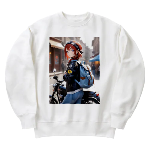 バイク女子そら Heavyweight Crew Neck Sweatshirt