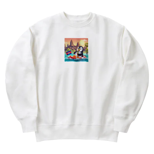 旅するペンギン　アンコールワットでSUP！ Heavyweight Crew Neck Sweatshirt