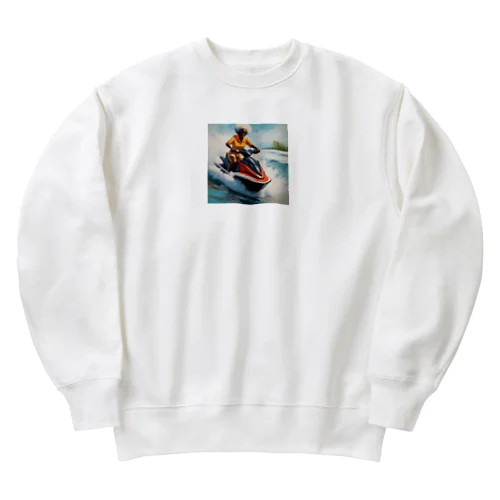 ジェットスキー乗り乗りグランマ Heavyweight Crew Neck Sweatshirt