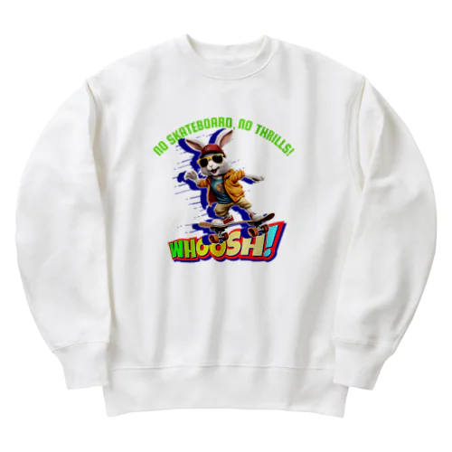 スケボーのない人生なんて!(ウサギ) Heavyweight Crew Neck Sweatshirt