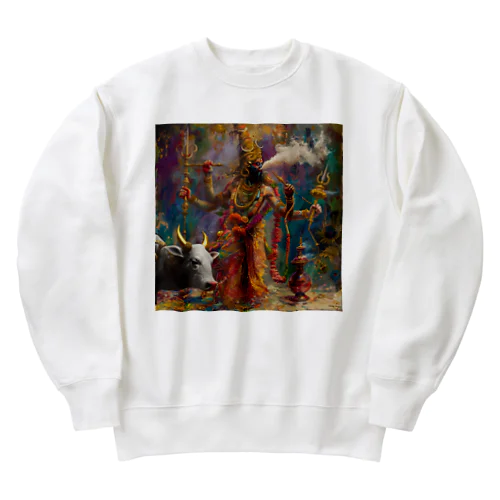 シーシャを吸うシヴァ神 Heavyweight Crew Neck Sweatshirt