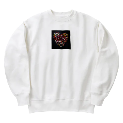 ハート型の中に小花　なでしこ1478 Heavyweight Crew Neck Sweatshirt