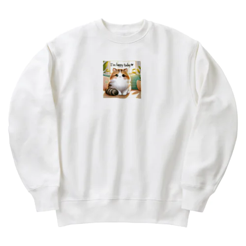 とっても幸せそうなにゃんこ Heavyweight Crew Neck Sweatshirt