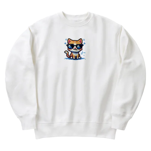 きらりんサングラスにゃんこ Heavyweight Crew Neck Sweatshirt