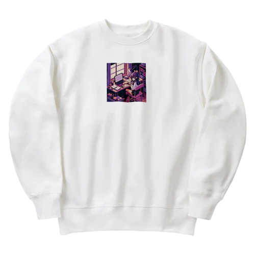 ピクセルパープルガール2 Heavyweight Crew Neck Sweatshirt