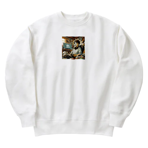 働いたら負け（充実） Heavyweight Crew Neck Sweatshirt