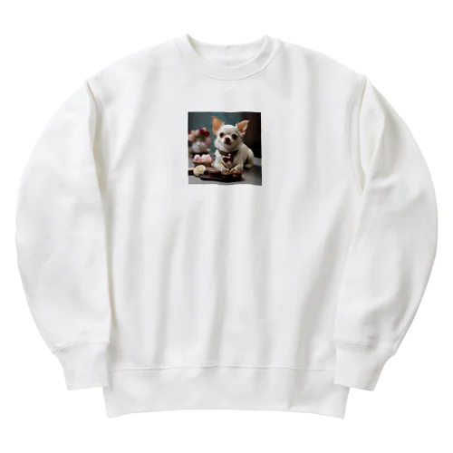 チワワと一緒に楽しむアフタヌーンティータイム！ Heavyweight Crew Neck Sweatshirt