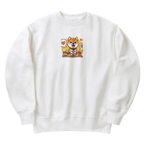 可愛らしい表情の柴犬が感謝の気持ちを込めて Heavyweight Crew Neck Sweatshirt