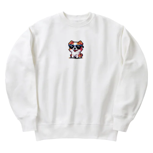 きらりんサングラスわんこ Heavyweight Crew Neck Sweatshirt