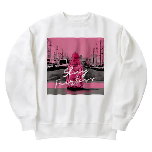 ピンクアートの女の子 Heavyweight Crew Neck Sweatshirt