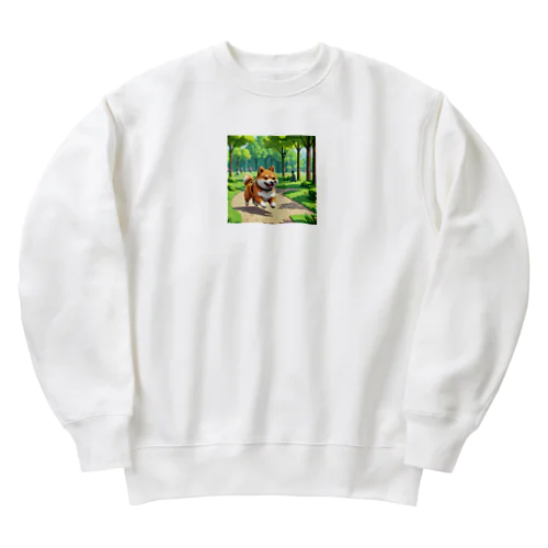 ドット絵 柴犬ちゃん（わんちゃん）走ってるver Heavyweight Crew Neck Sweatshirt