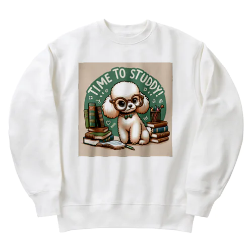 知的なトイプードルがお勉強中！ Heavyweight Crew Neck Sweatshirt