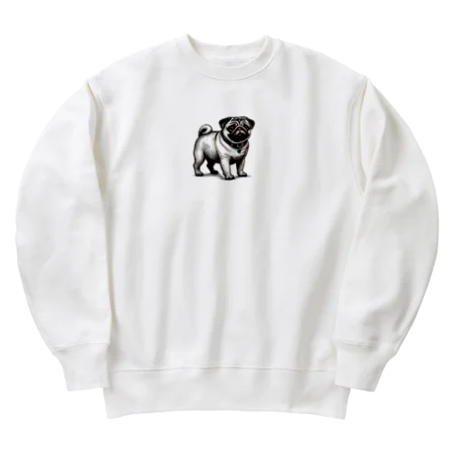 パグの表情 Heavyweight Crew Neck Sweatshirt