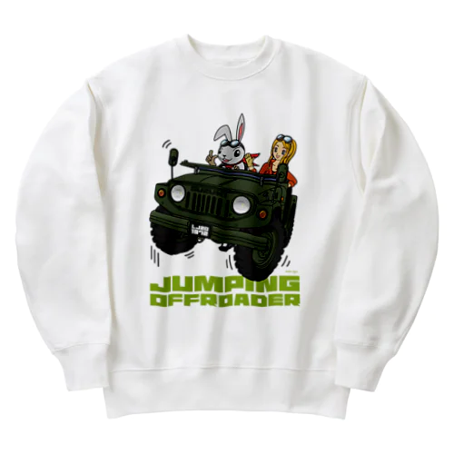 JUMPING OFFROADER 05 二代目ジムニーに乗るウサギと女の子 Heavyweight Crew Neck Sweatshirt