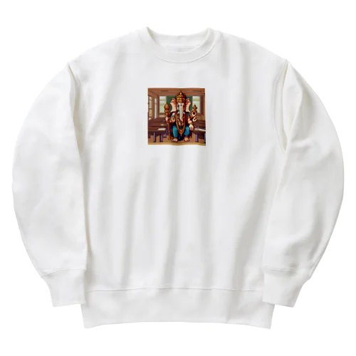 学校で教師の役割を果たしているガネーシャ Heavyweight Crew Neck Sweatshirt