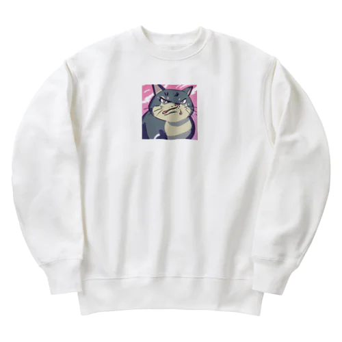 怒る猫 Heavyweight Crew Neck Sweatshirt