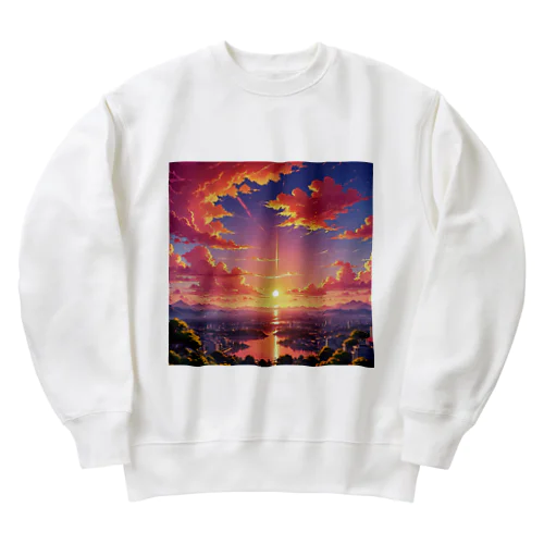 街を照らす夕陽（景色シリーズ） Heavyweight Crew Neck Sweatshirt