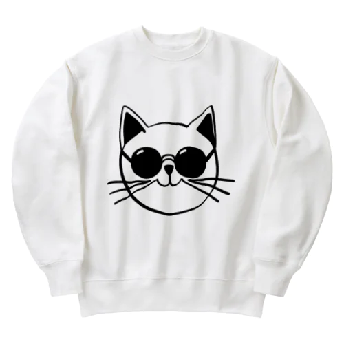 サングラスをかけた猫 Heavyweight Crew Neck Sweatshirt