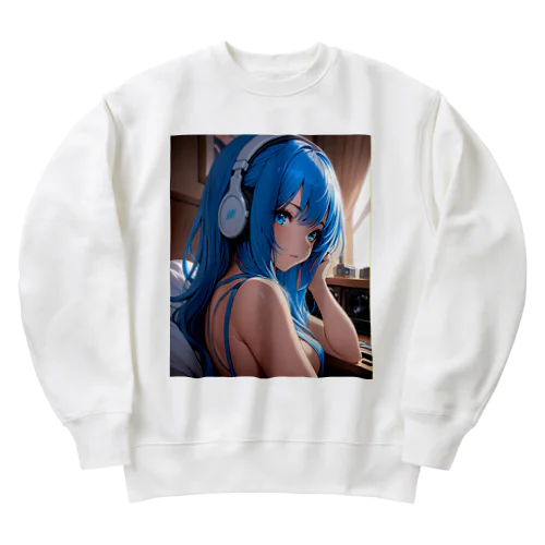 青い髪の少女 Heavyweight Crew Neck Sweatshirt