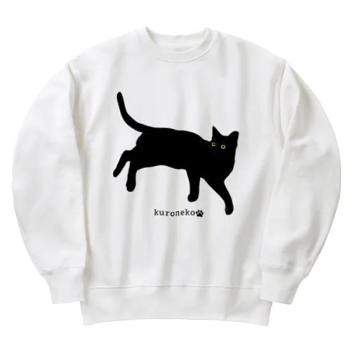 見返り美ニャン　黒猫 Heavyweight Crew Neck Sweatshirt