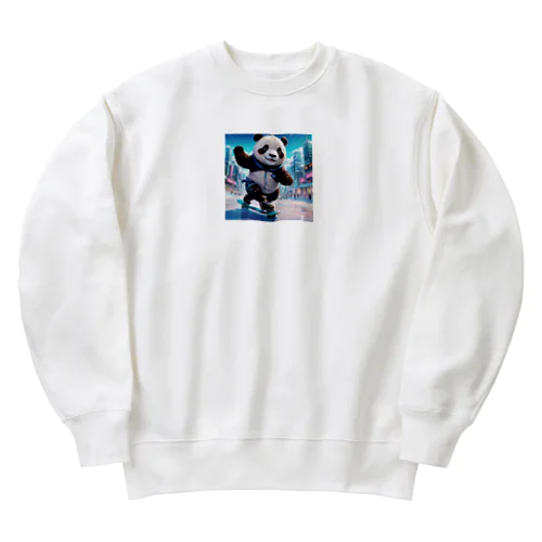 スケボーが楽しいパンダ Heavyweight Crew Neck Sweatshirt