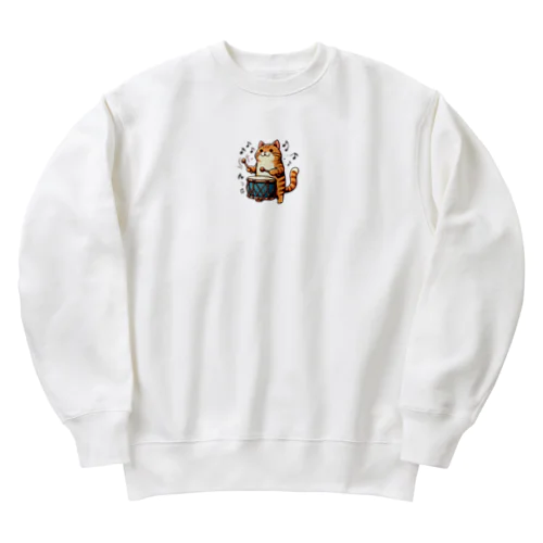 太鼓・ネコ Heavyweight Crew Neck Sweatshirt