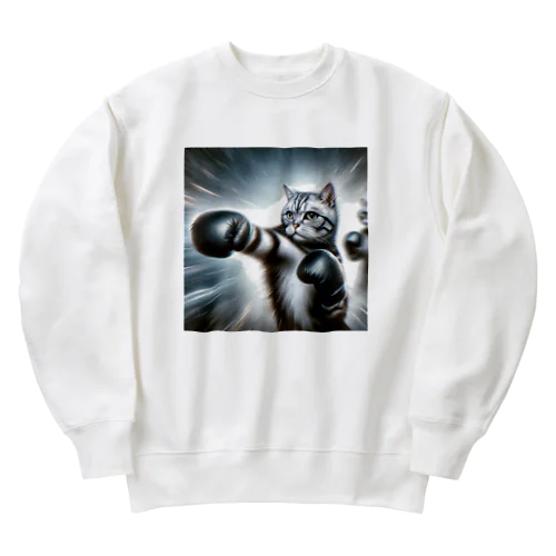 猫パンチャー修行 Heavyweight Crew Neck Sweatshirt