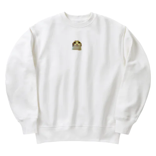 お願い猫 meme Heavyweight Crew Neck Sweatshirt