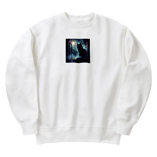 神秘的な猫 Heavyweight Crew Neck Sweatshirt