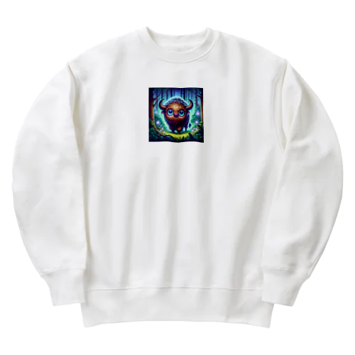 不気味で可愛いバイソン001 Heavyweight Crew Neck Sweatshirt