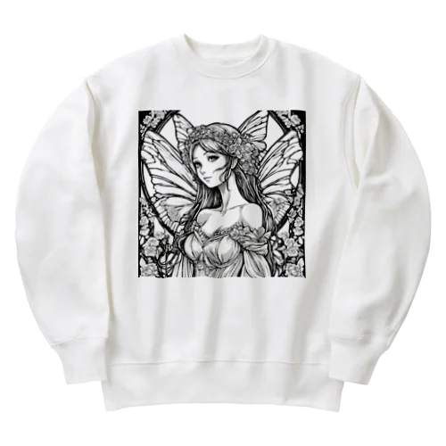 妖精の花嫁シリーズ　モノトーン　バストアップ Heavyweight Crew Neck Sweatshirt