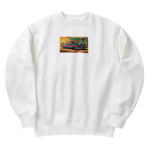 レトロな車 Heavyweight Crew Neck Sweatshirt