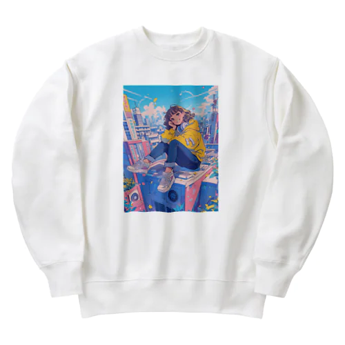 東京スカイラインの静寂：ポップな東京 Heavyweight Crew Neck Sweatshirt