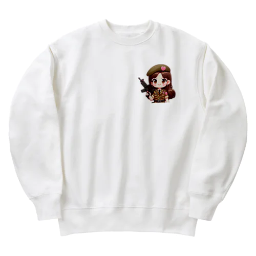 army girl Heavyweight Crew Neck Sweatshirt