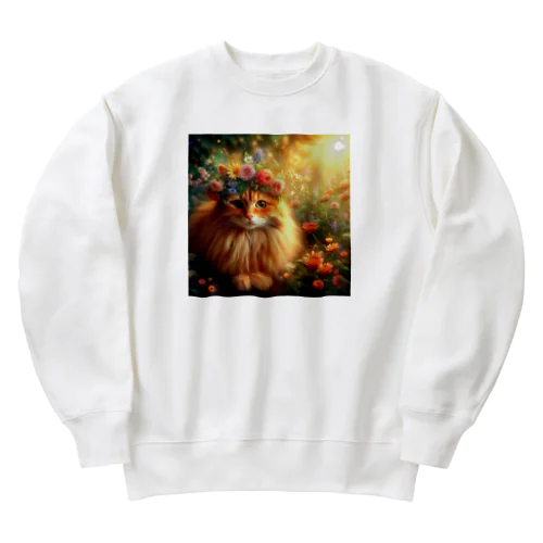 メインクーンと花冠 Heavyweight Crew Neck Sweatshirt