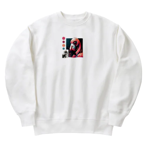 不気味で可愛いフラミンゴ001 Heavyweight Crew Neck Sweatshirt