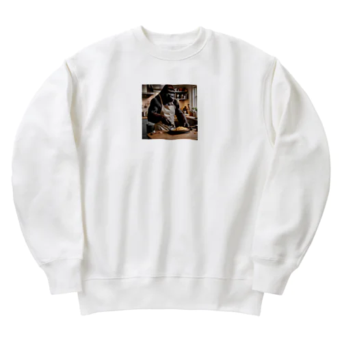 料理しているゴリラ Heavyweight Crew Neck Sweatshirt