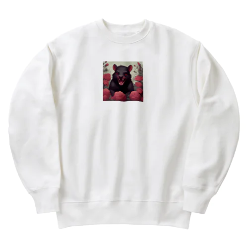 バラとタスマニアデビル Heavyweight Crew Neck Sweatshirt